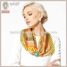 Stripes and polka dot silk twill fashion neck scarf